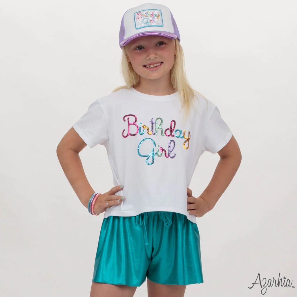 Birthday Girl in Sequin on White Boxy - Born Childrens Boutique