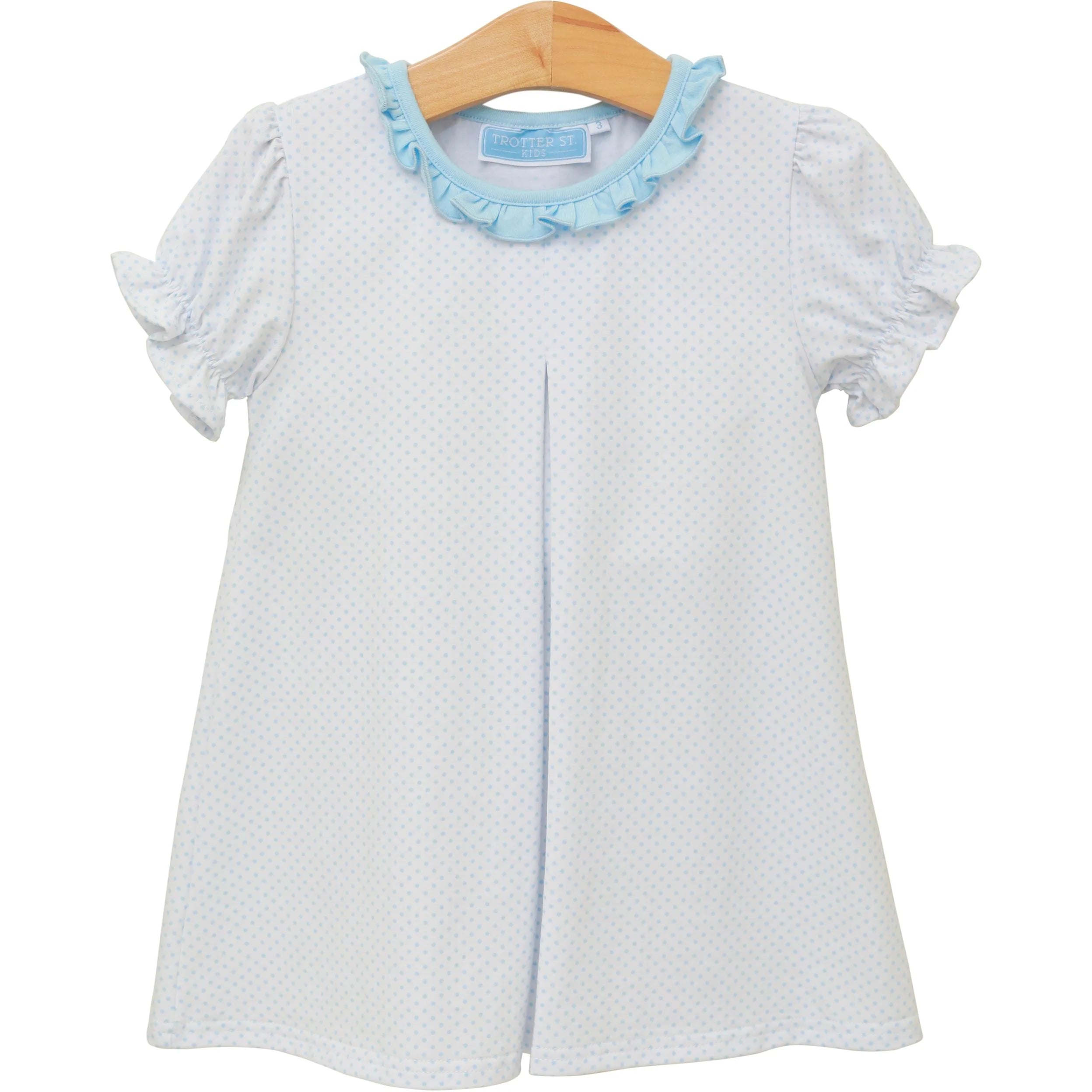 Harriet Dress - Light Blue Bitty Dot - Born Childrens Boutique