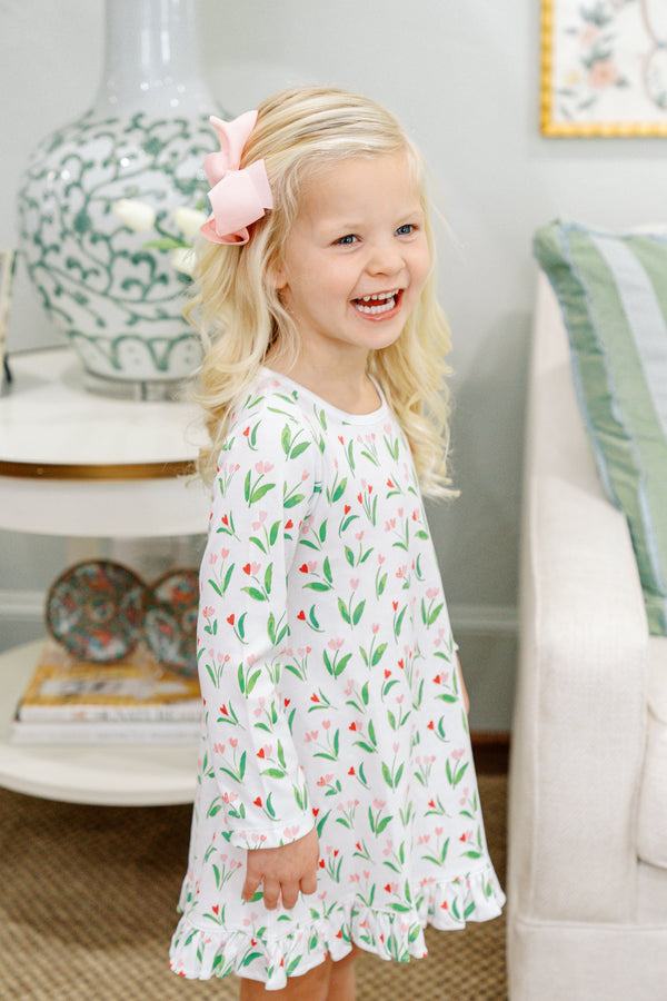 Pre-Order Heart Blooms - Long Sleeve Play Dress - Born Childrens Boutique