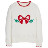Holly Bow Pointelle Sweater - Born Childrens Boutique