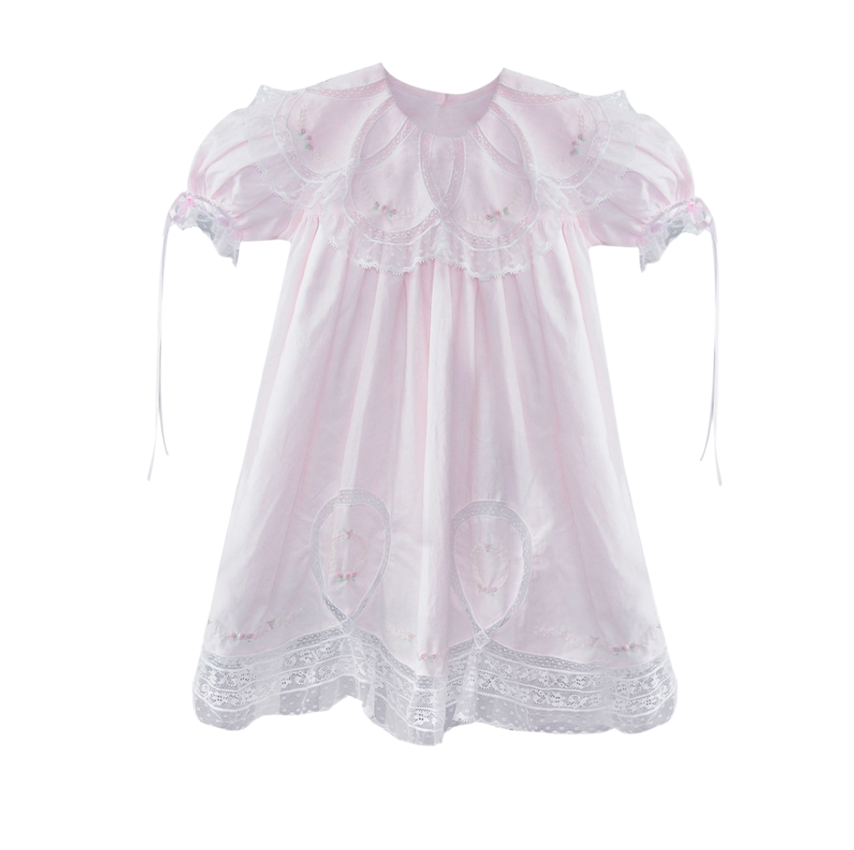 Ava Rose Little Dress Pink with White Lace - Born Childrens Boutique