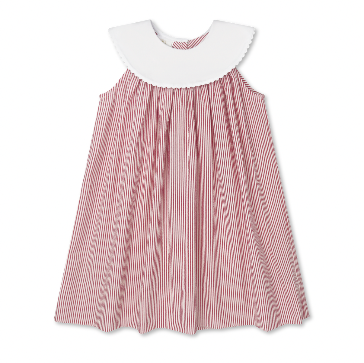 Sandra Dress Raleigh Red Seersucker - Born Childrens Boutique