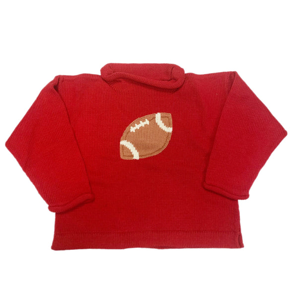 Roll Neck Football Red Light Weight Sweater - Born Childrens Boutique
