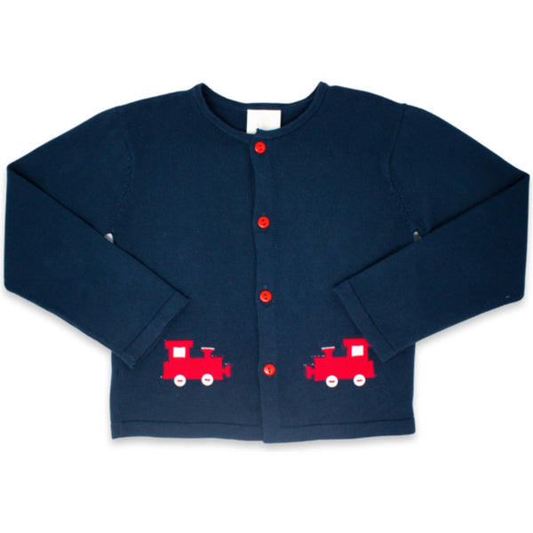 Burrow Button Down Sweater - Train - Born Childrens Boutique