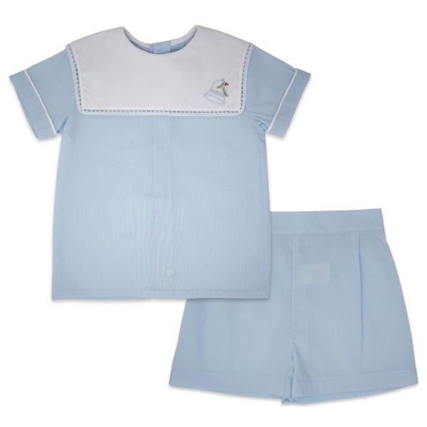 Christian Short Set - Blue Batiste - Born Childrens Boutique