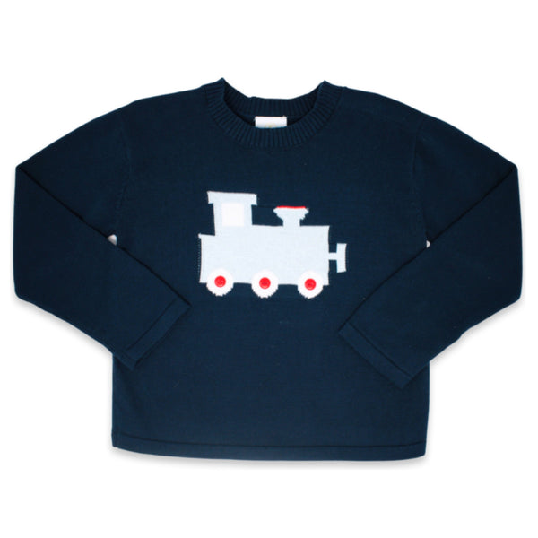 Cozy Up Sweater - Navy Train - Born Childrens Boutique