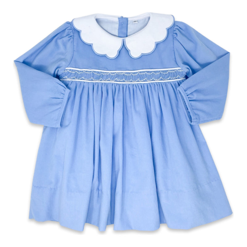Memory Making Dress LS - Lt. Blue Cord - Born Childrens Boutique