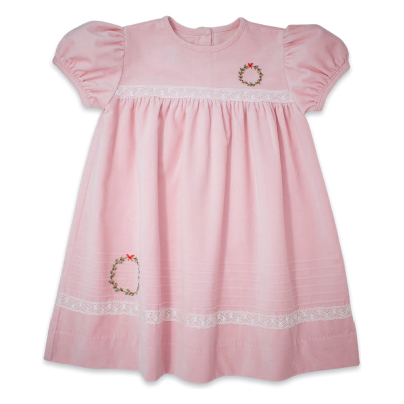 Pre-Order Honeysuckle Dress - Pink Velvet Wreath - Born Childrens Boutique