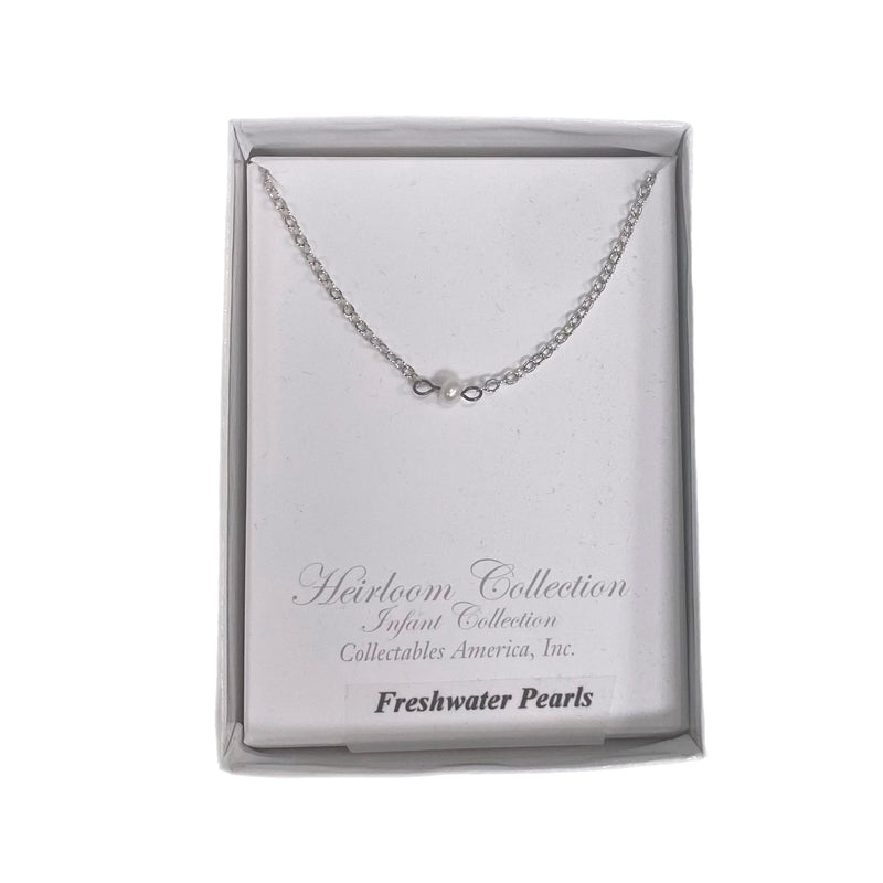 Rhodium 14" Pearl Necklace - Born Childrens Boutique