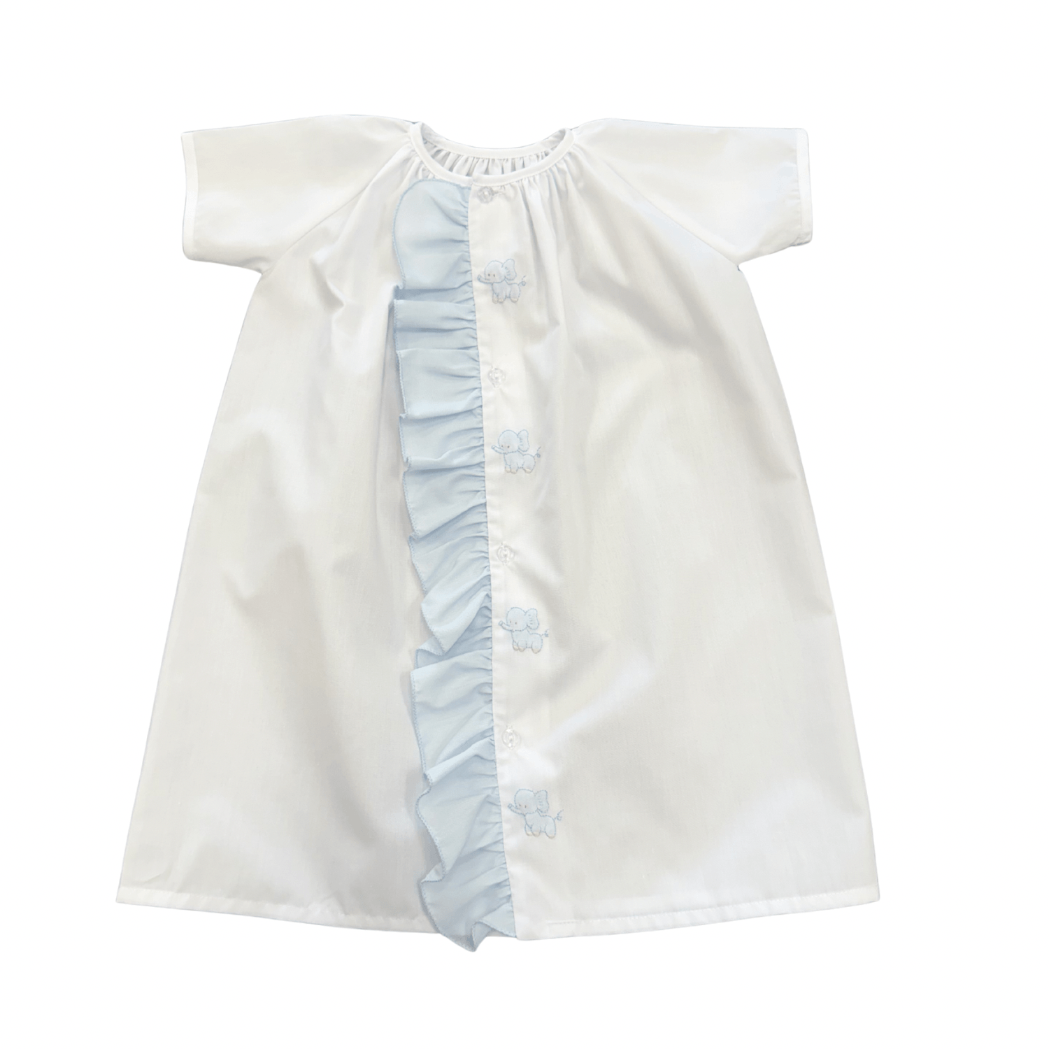 Daygown White with Blue Elephant - Born Childrens Boutique