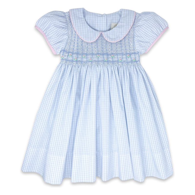 Kelli Dress - Woodford Blue Windowpane - Born Childrens Boutique