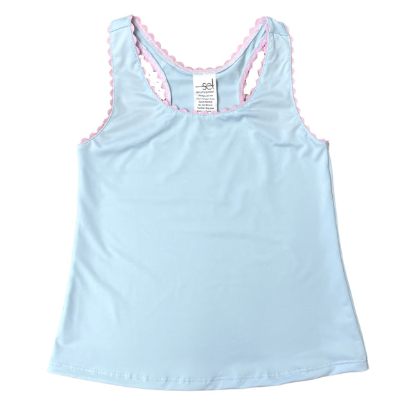Riley Tank - Cotton Candy - Blue, Pink Ric Rac - Born Childrens Boutique