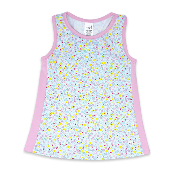 Riley Tank - Itsy Bitsy Floral Cotton Candy Pink - Born Childrens Boutique