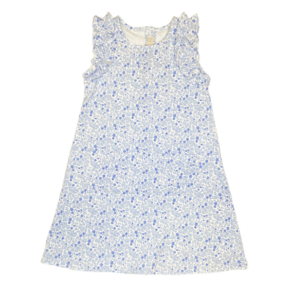 Tiny Flowers Blue Toddler Dress w/ Ruffle - Born Childrens Boutique