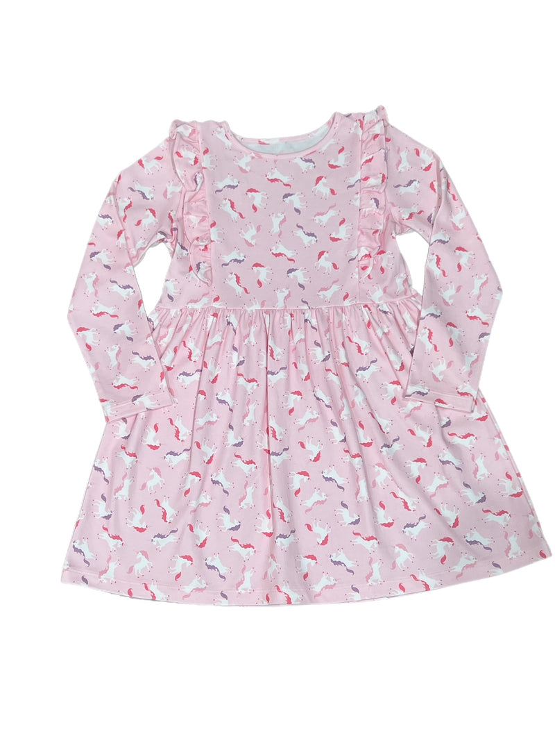 Pre-Order Harper Dress - Unicorn Pima Knit - Born Childrens Boutique