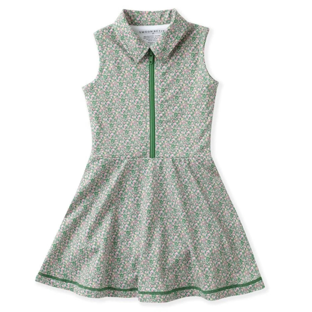 Olive Ditsy Floral Tennis Dress - Born Childrens Boutique