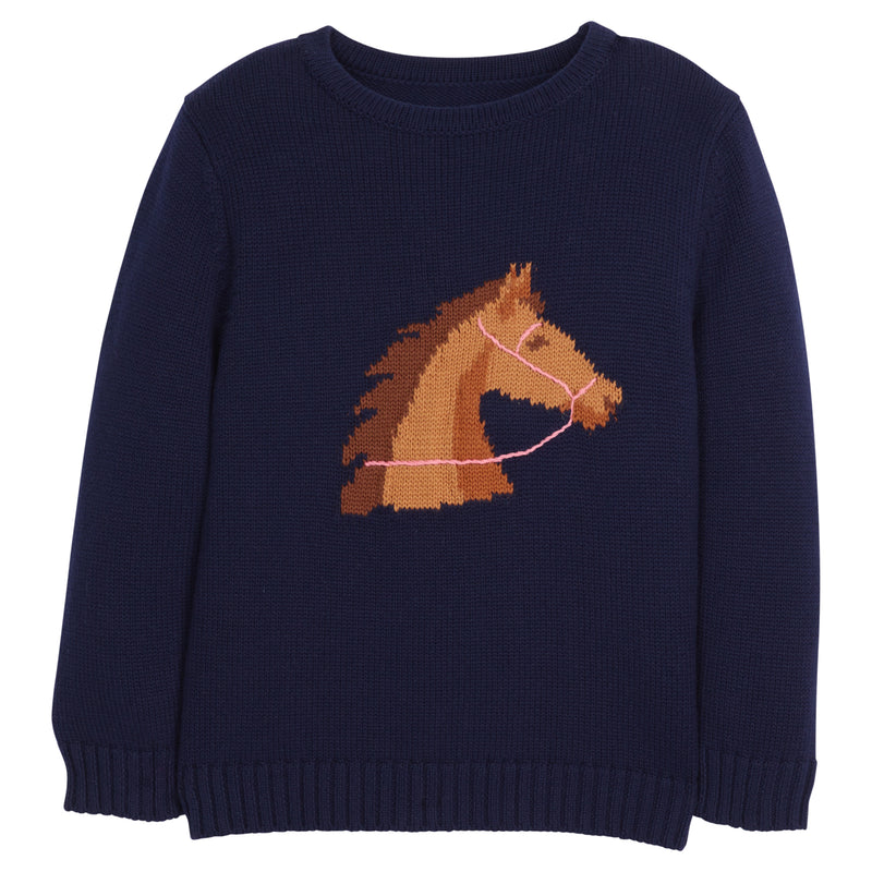 Intarsia Sweater - Girl Horse - Born Childrens Boutique