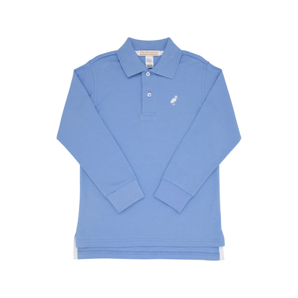 Long Sleeve Prim & Proper Polo Barbados Blue With Worth Avenue White Stork - Born Childrens Boutique