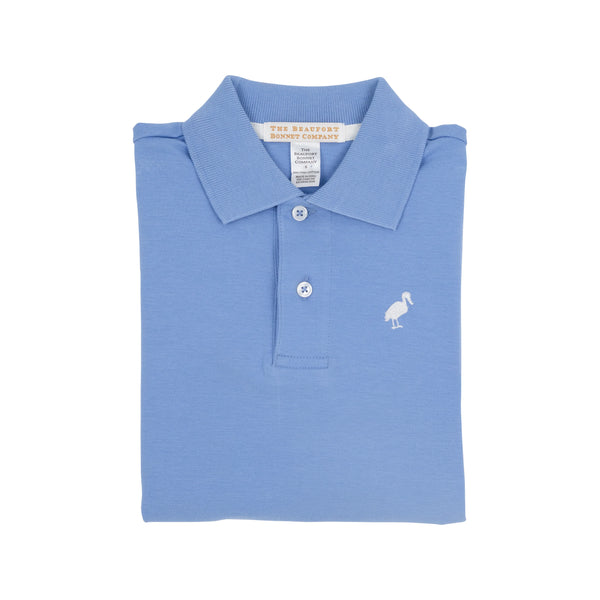 Long Sleeve Prim & Proper Polo Barbados Blue With Worth Avenue White Stork - Born Childrens Boutique