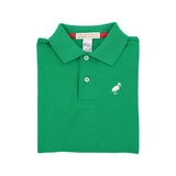 Long Sleeve Prim & Proper Polo Kiawah Kelly Green With Worth Avenue White Stork - Born Childrens Boutique