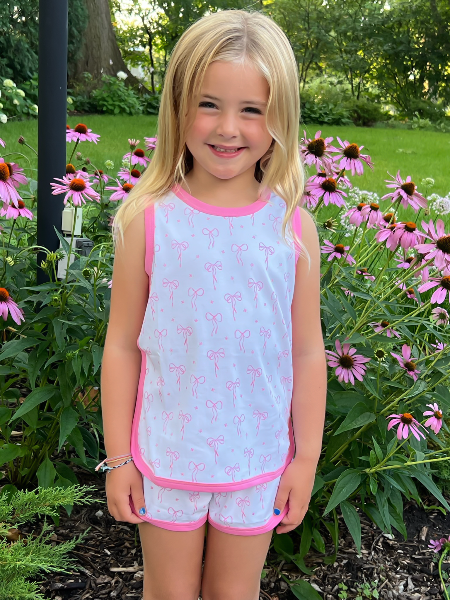 Pink Bow Knit Lounge Set - Born Childrens Boutique