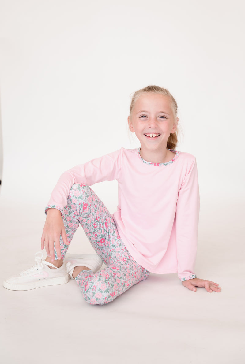 Taylor T LS - Pink, Floral - Born Childrens Boutique