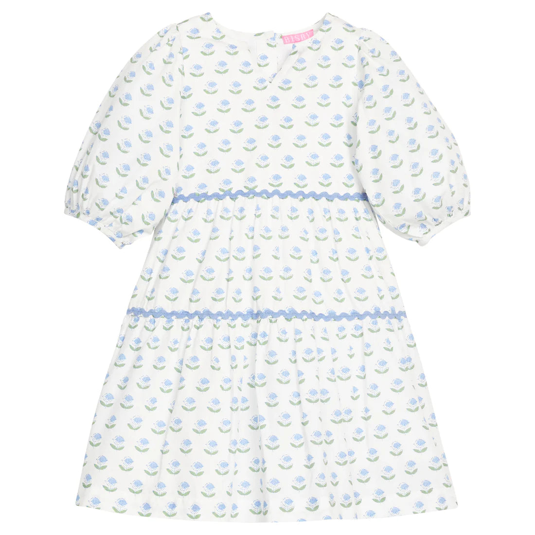 Madaket Dress - Blue Tulip Block Print - Born Childrens Boutique