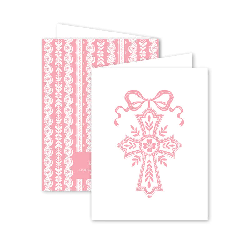 Neoclassic Cross Pink Card - Born Childrens Boutique