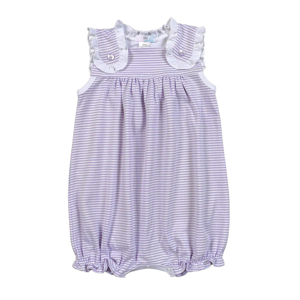 Baby Loren Purple Stripes Ruffles Bubble - Born Childrens Boutique