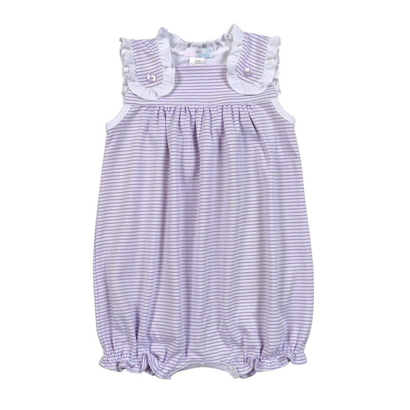 Baby Loren Purple Stripes Ruffles Bubble - Born Childrens Boutique