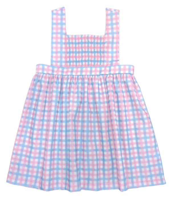 Pre-Order Sutton Smocked Dress Pink and Blue Check - Born Childrens Boutique