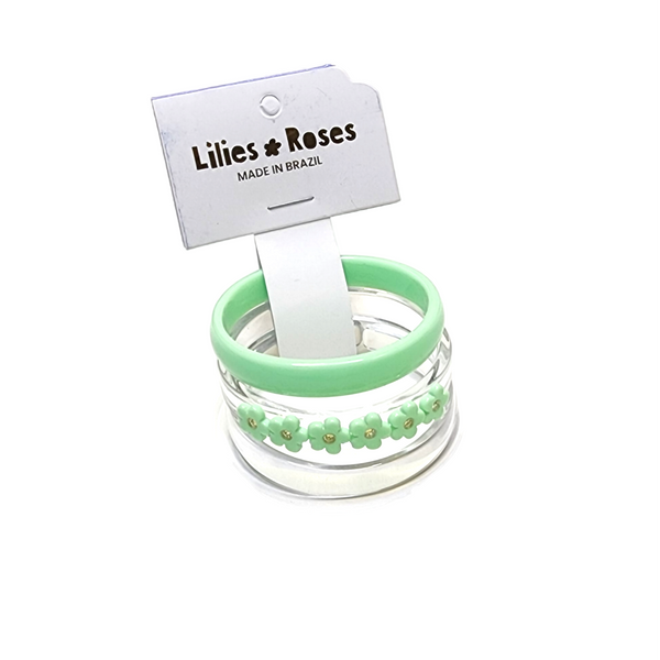 Green Flowers & Glitter Bangles - Born Childrens Boutique