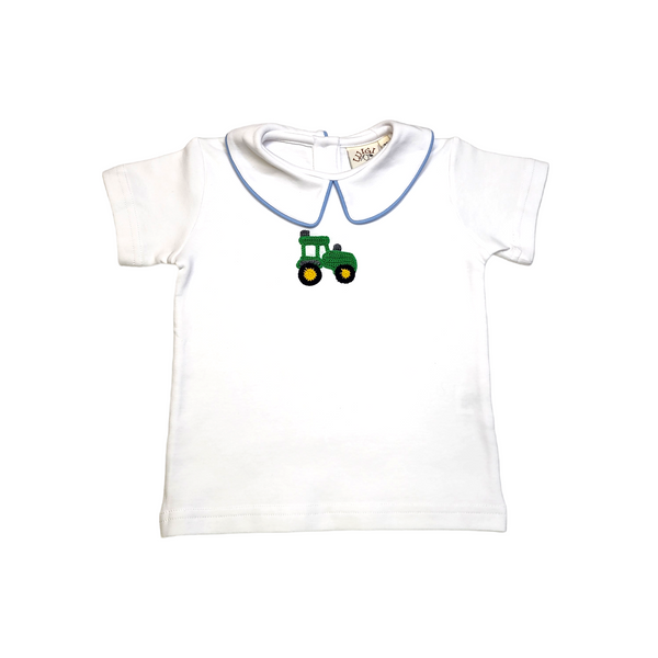 KB070 Peter Pan SS Shirt Crochet Tractor - Born Childrens Boutique