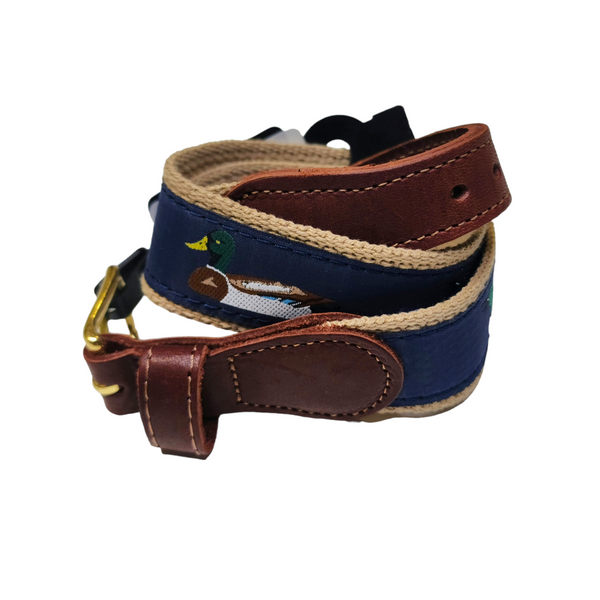 Preston Children's Ribbon Belt, Waterfowl on Khaki - Born Childrens Boutique