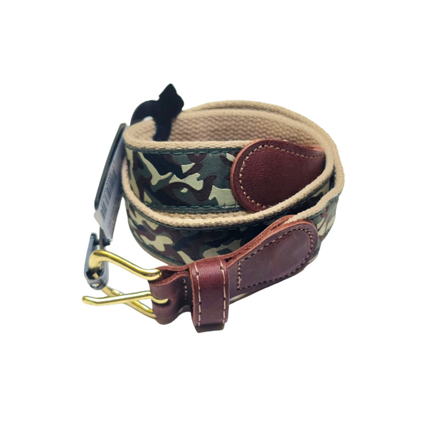 Preston Children's Ribbon Belt, Green Camo on Khaki - Born Childrens Boutique