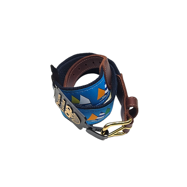 Preston Children's Ribbon Belt, Lt. Blue Rainbow Fleet on Navy - Born Childrens Boutique