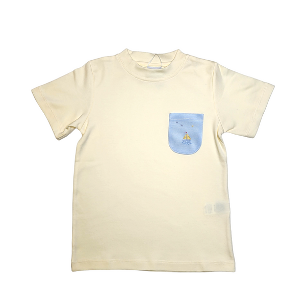 60P Sailboat Mini Stripe Pocket Shirt - Born Childrens Boutique