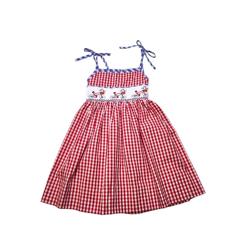 Jackie Smocked Patriotic Bicycle Dress - Born Childrens Boutique