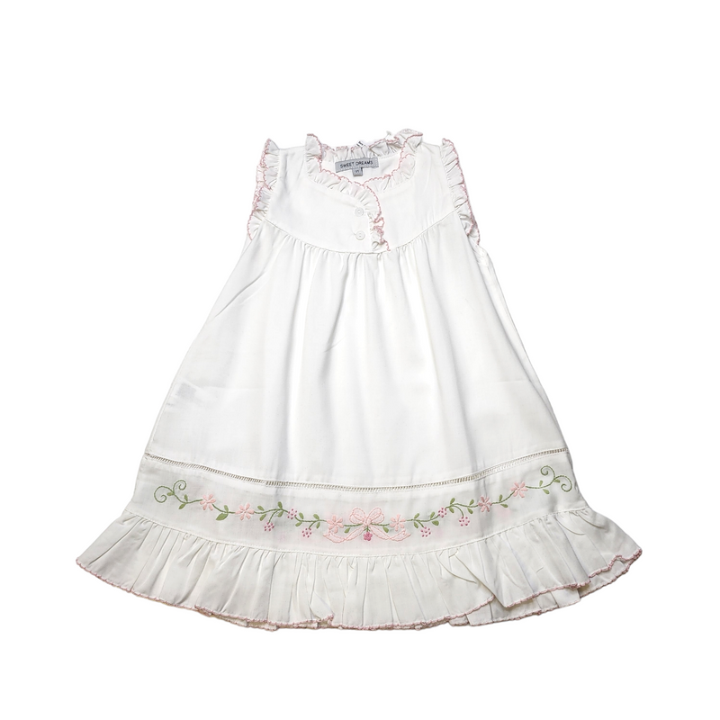 Flutter Sleeve Gown White Spring Bow - Born Childrens Boutique