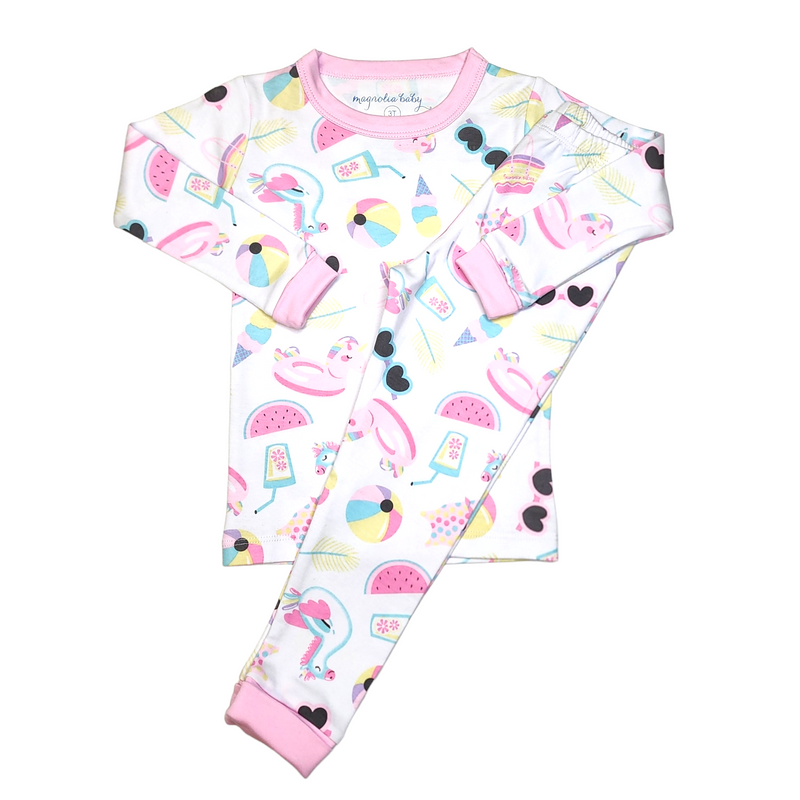 Magnolia Baby Splish Splash Long Pajama Pink - Born Childrens Boutique