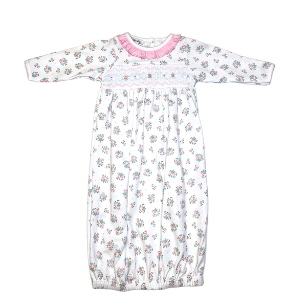 1431-380P Magnolia Baby Annalise's Classics Smocked Printed Gown Pink - Born Childrens Boutique