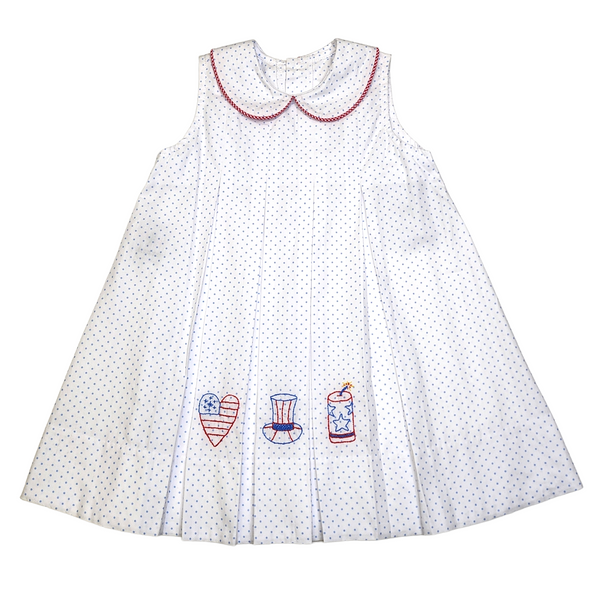 Remember Nguyen Blue Charlotte Dress-Patriotic - Born Childrens Boutique