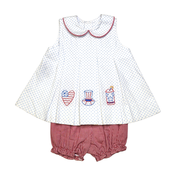 Remember Nguyen Blue/Red Charlotte Bloomer Set-Patriotic - Born Childrens Boutique