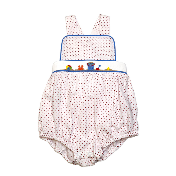 Remember Nguyen Red Knox Girl Sunsuit - Playing in the Sand - Born Childrens Boutique