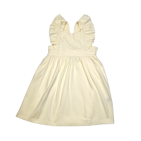 Bow Back Pinafore Dress, Yellow - Born Childrens Boutique