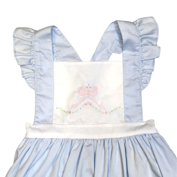 Blue Dress w/ Pink Bow - Born Childrens Boutique