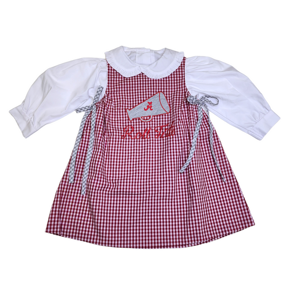 Applique Dress - Crimson/Gray - Born Childrens Boutique