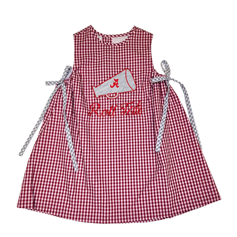 Applique Dress - Crimson/Gray - Born Childrens Boutique