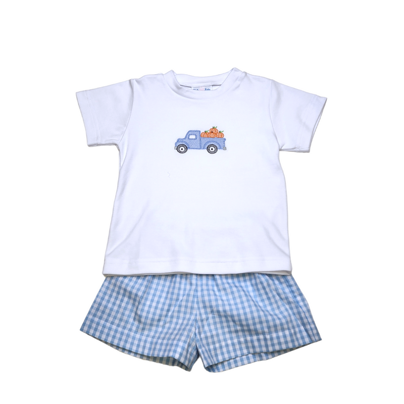 Tom Pumpkin Truck Short Set - Born Childrens Boutique
