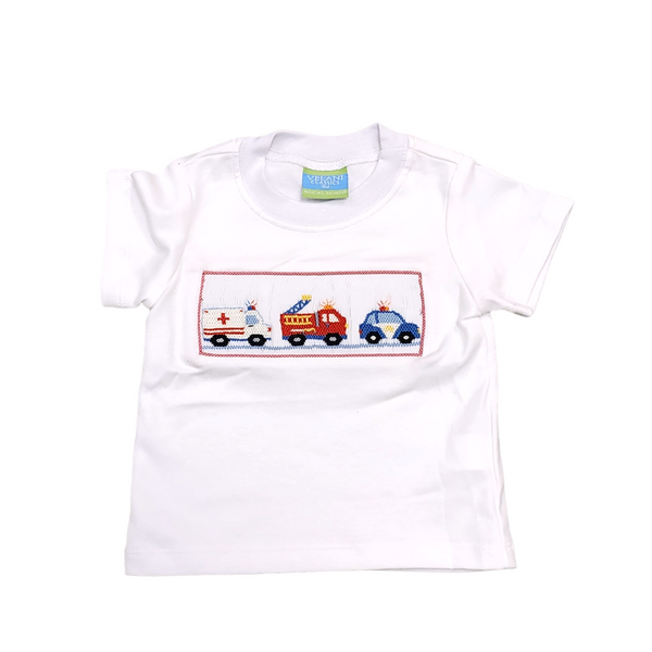 Rescue Vehicle Smocked Shirt - Born Childrens Boutique